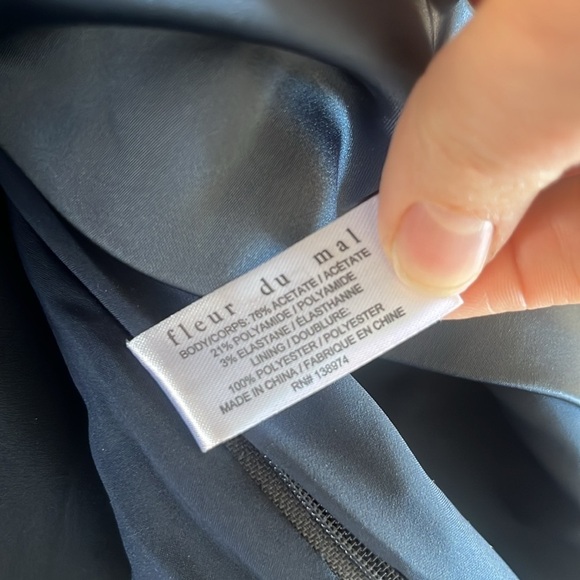 Fleur Du Mal Strapless Draped Dress Slate Blue Strapless - Picture 10 of 14